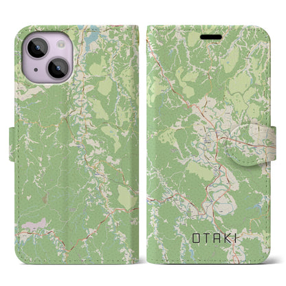 【大多喜（千葉県）】地図柄iPhoneケース（手帳タイプ）ナチュラル・iPhone 14 用