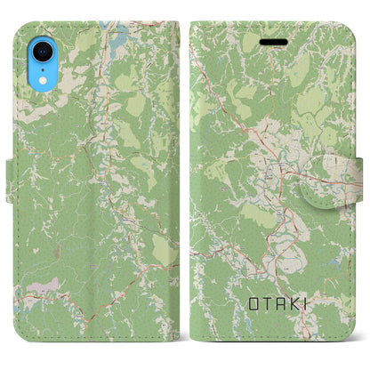 【大多喜（千葉県）】地図柄iPhoneケース（手帳タイプ）ナチュラル・iPhone XR 用