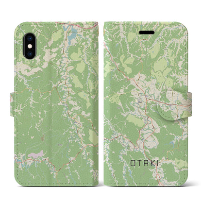 【大多喜（千葉県）】地図柄iPhoneケース（手帳タイプ）ナチュラル・iPhone XS / X 用