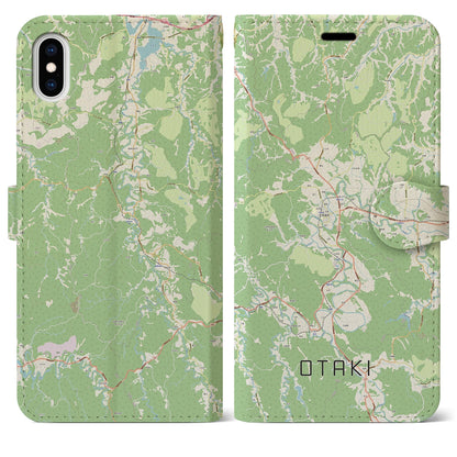 【大多喜（千葉県）】地図柄iPhoneケース（手帳タイプ）ナチュラル・iPhone XS Max 用