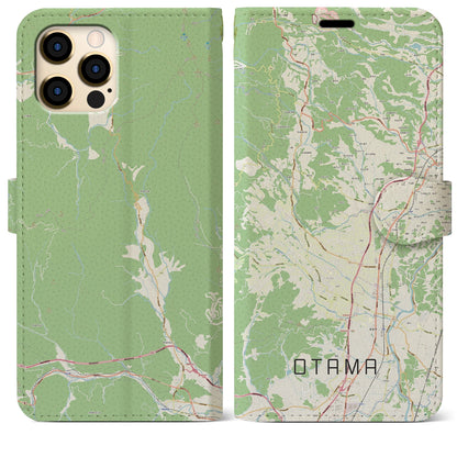 【大玉（福島県）】地図柄iPhoneケース（手帳タイプ）ナチュラル・iPhone 12 Pro Max 用