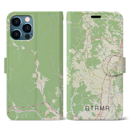 【大玉（福島県）】地図柄iPhoneケース（手帳タイプ）ナチュラル・iPhone 12 / 12 Pro 用