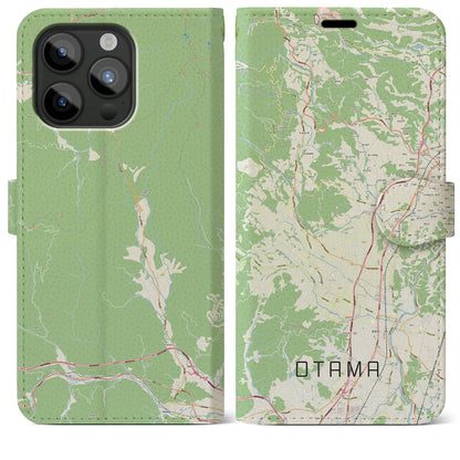 【大玉（福島県）】地図柄iPhoneケース（手帳タイプ）ナチュラル・iPhone 15 Pro Max 用