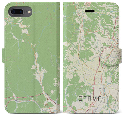 【大玉（福島県）】地図柄iPhoneケース（手帳タイプ）ナチュラル・iPhone 8Plus /7Plus / 6sPlus / 6Plus 用