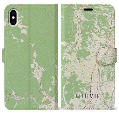 【大玉（福島県）】地図柄iPhoneケース（手帳タイプ）ナチュラル・iPhone XS Max 用