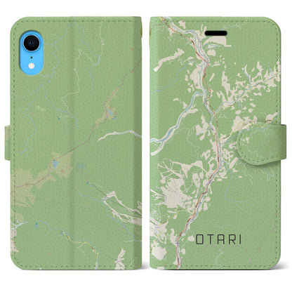 【小谷（長野県）】地図柄iPhoneケース（手帳タイプ）ナチュラル・iPhone XR 用