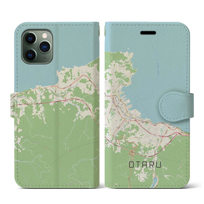 【小樽（北海道）】地図柄iPhoneケース（手帳タイプ）ナチュラル・iPhone 11 Pro 用