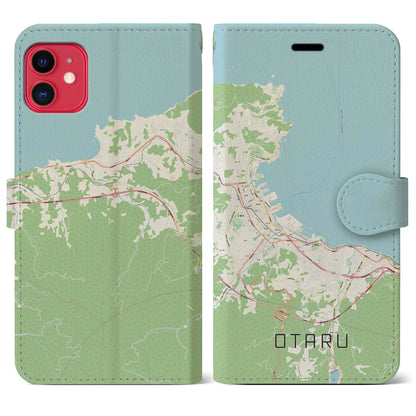 【小樽（北海道）】地図柄iPhoneケース（手帳タイプ）ナチュラル・iPhone 11 用