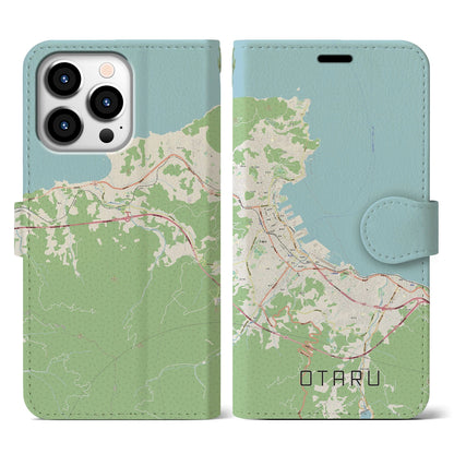 【小樽（北海道）】地図柄iPhoneケース（手帳タイプ）ナチュラル・iPhone 13 Pro 用