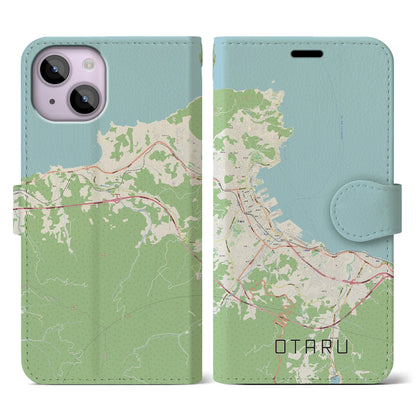 【小樽（北海道）】地図柄iPhoneケース（手帳タイプ）ナチュラル・iPhone 14 用