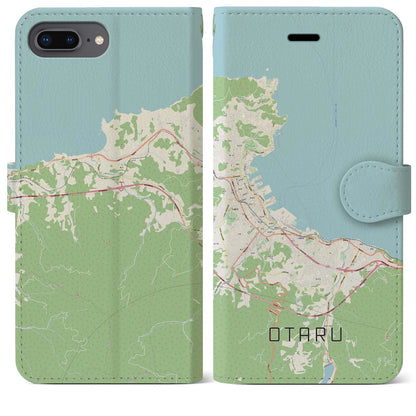 【小樽（北海道）】地図柄iPhoneケース（手帳タイプ）ナチュラル・iPhone 8Plus /7Plus / 6sPlus / 6Plus 用