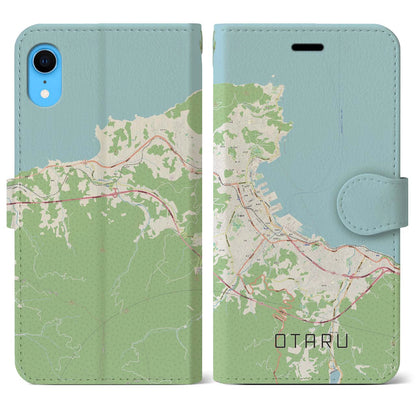 【小樽（北海道）】地図柄iPhoneケース（手帳タイプ）ナチュラル・iPhone XR 用