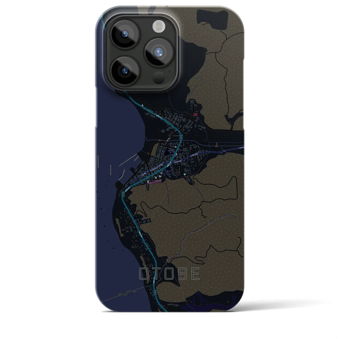 【乙部】地図柄iPhoneケース（バックカバータイプ・ブラック）iPhone 15 Pro Max 用