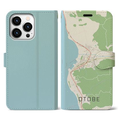 【乙部（北海道）】地図柄iPhoneケース（手帳タイプ）ナチュラル・iPhone 13 Pro 用