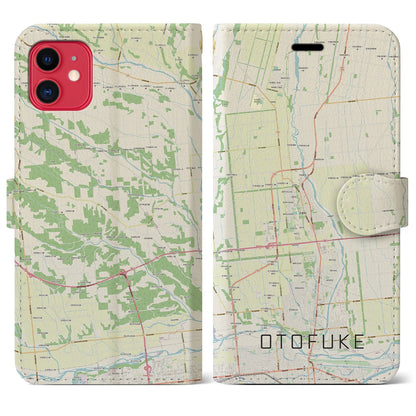 【音更（北海道）】地図柄iPhoneケース（手帳タイプ）ナチュラル・iPhone 11 用