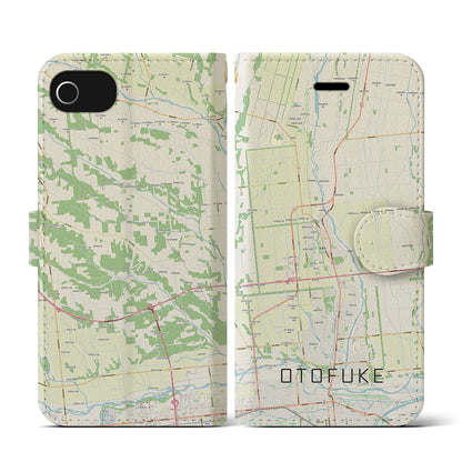 【音更（北海道）】地図柄iPhoneケース（手帳タイプ）ナチュラル・iPhone SE（第3 / 第2世代） / 8 / 7 / 6s / 6 用