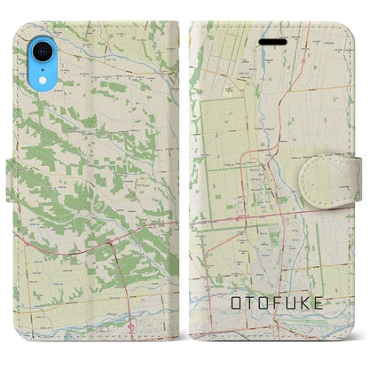 【音更（北海道）】地図柄iPhoneケース（手帳タイプ）ナチュラル・iPhone XR 用