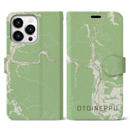 【音威子府（北海道）】地図柄iPhoneケース（手帳タイプ）ナチュラル・iPhone 13 Pro 用