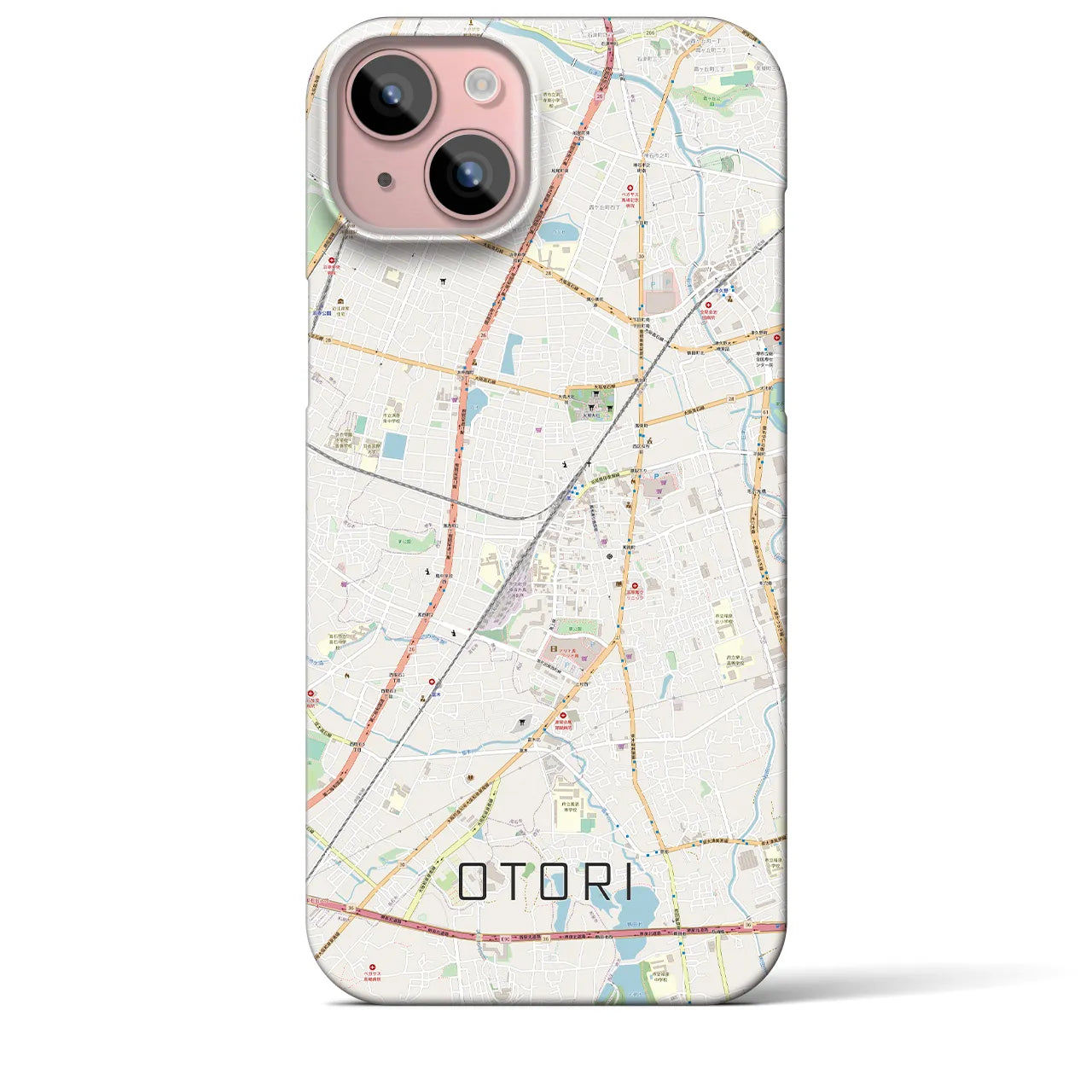 【鳳】地図柄iPhoneケース（バックカバータイプ・ナチュラル）iPhone 15 Plus 用
