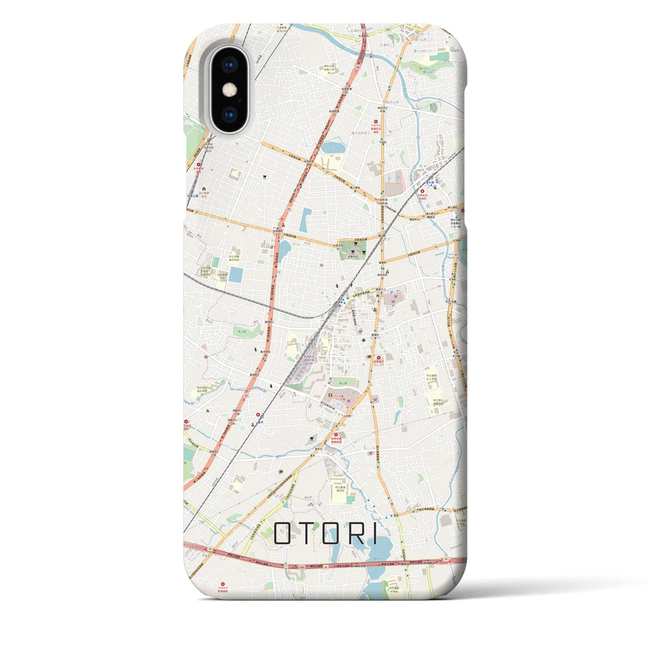 【鳳】地図柄iPhoneケース（バックカバータイプ・ナチュラル）iPhone XS Max 用
