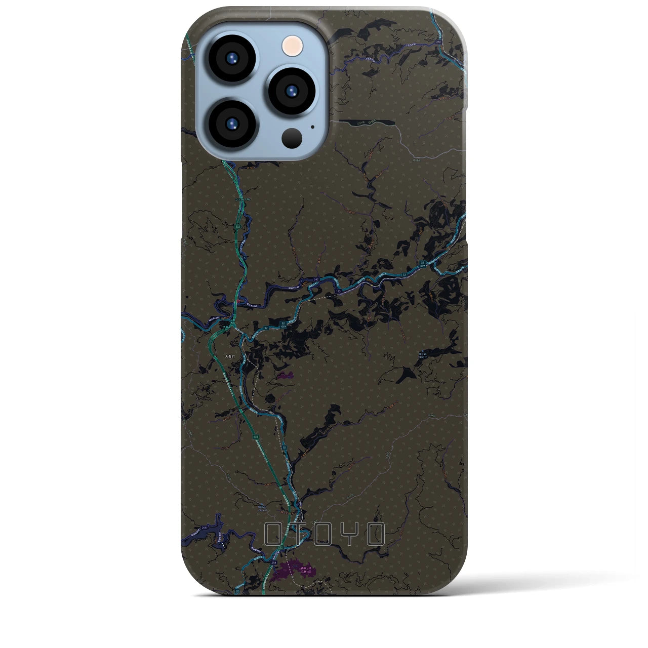 【大豊】地図柄iPhoneケース（バックカバータイプ・ブラック）iPhone 13 Pro Max 用