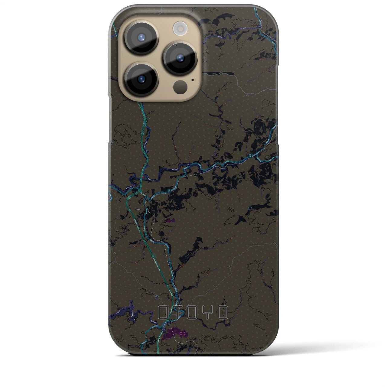 【大豊】地図柄iPhoneケース（バックカバータイプ・ブラック）iPhone 14 Pro Max 用