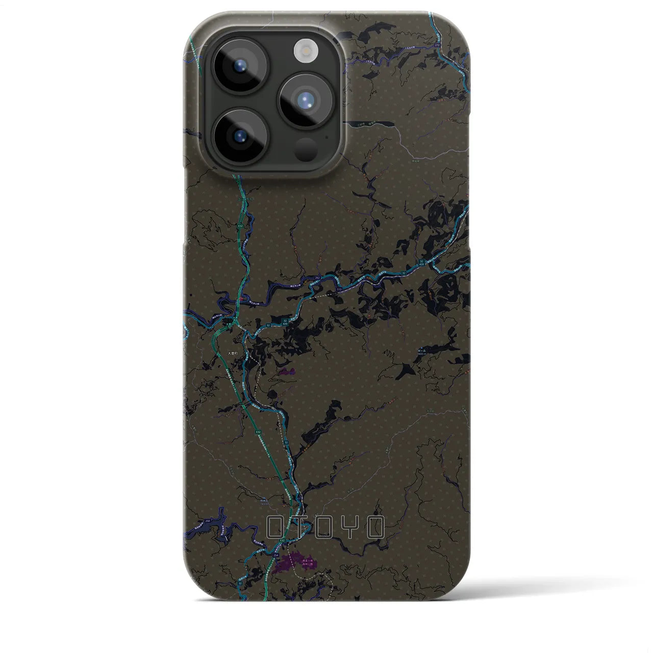 【大豊】地図柄iPhoneケース（バックカバータイプ・ブラック）iPhone 15 Pro Max 用