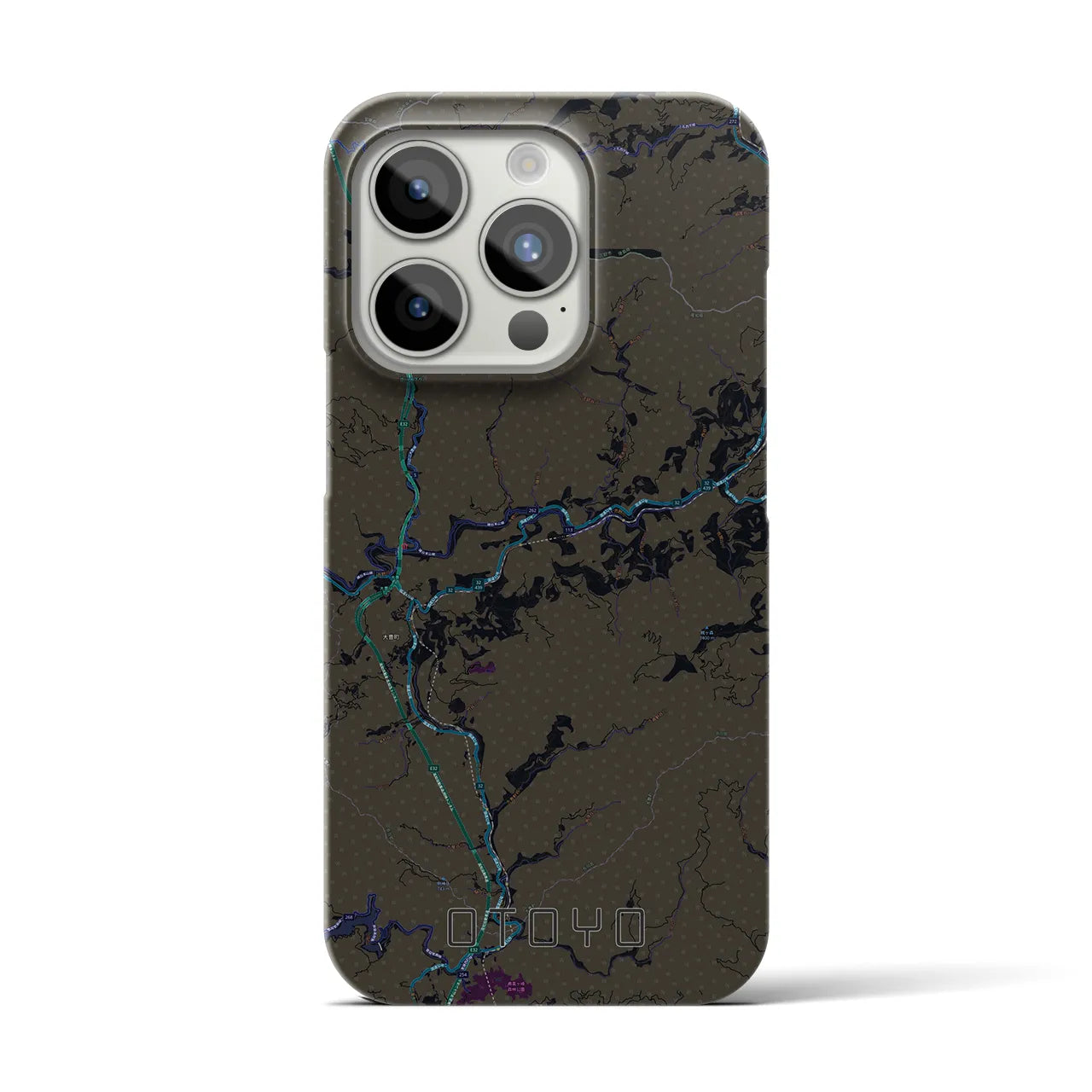 【大豊】地図柄iPhoneケース（バックカバータイプ・ブラック）iPhone 15 Pro 用