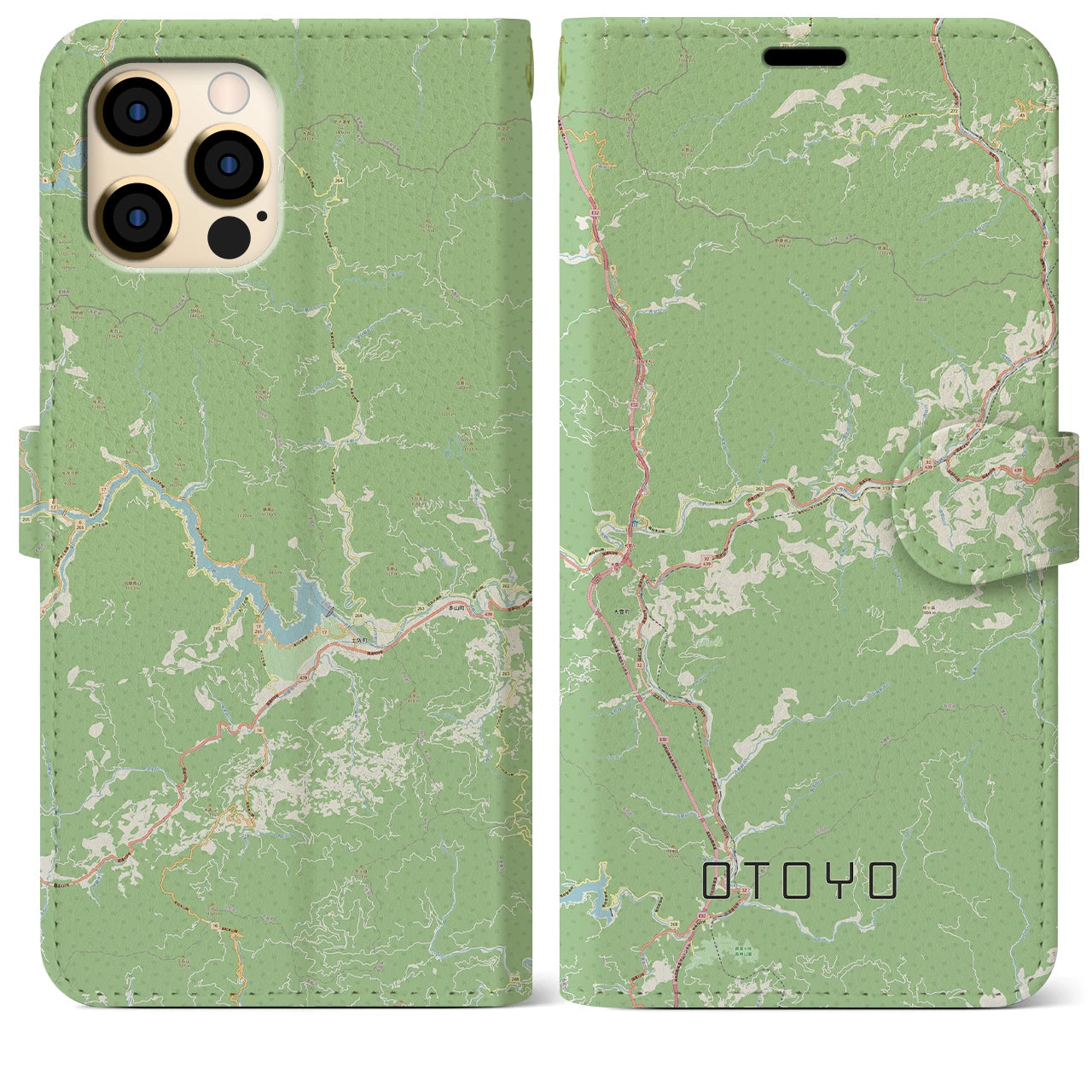 【大豊】地図柄iPhoneケース（手帳両面タイプ・ナチュラル）iPhone 12 Pro Max 用