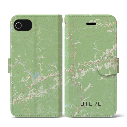 【大豊（高知県）】地図柄iPhoneケース（手帳タイプ）ナチュラル・iPhone SE（第3 / 第2世代） / 8 / 7 / 6s / 6 用