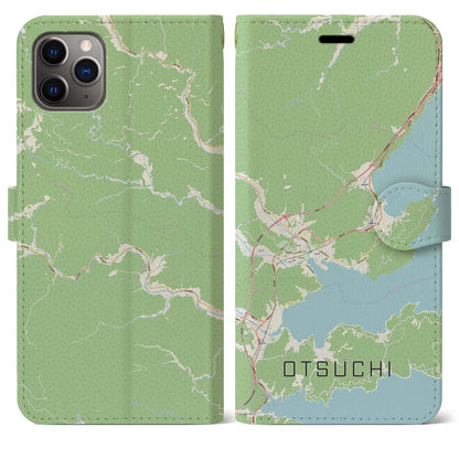 【大槌（岩手県）】地図柄iPhoneケース（手帳タイプ）ナチュラル・iPhone 11 Pro Max 用