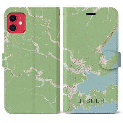 【大槌（岩手県）】地図柄iPhoneケース（手帳タイプ）ナチュラル・iPhone 11 用
