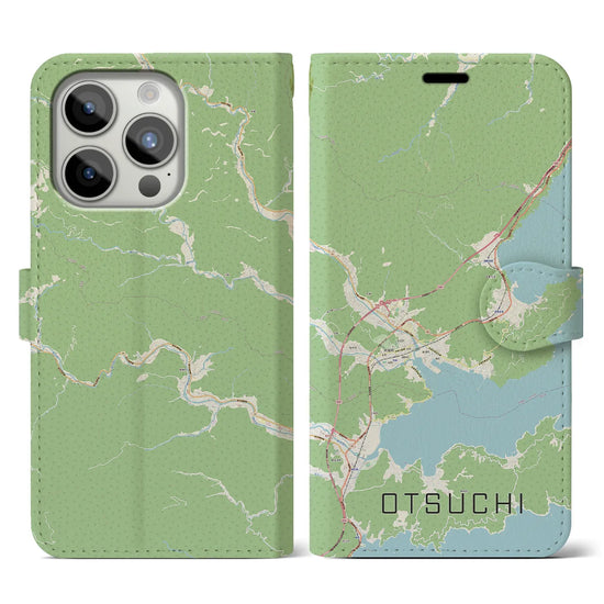 【大槌】地図柄iPhoneケース（手帳両面タイプ・ナチュラル）iPhone 15 Pro 用