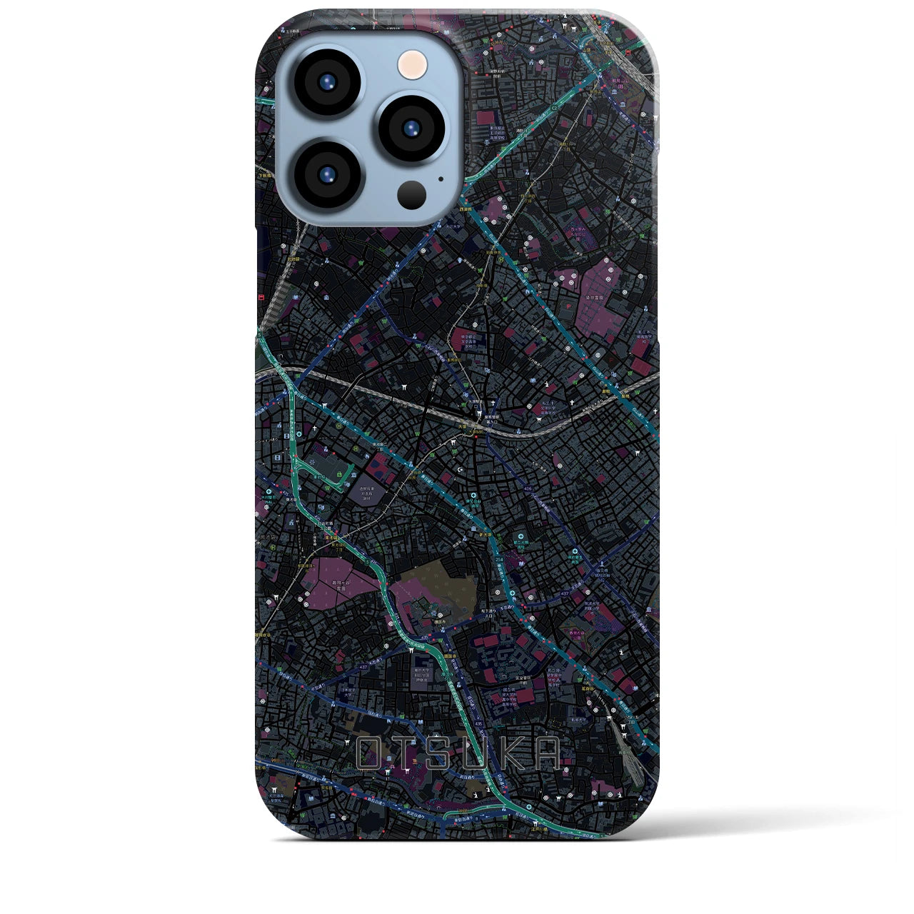 【大塚】地図柄iPhoneケース（バックカバータイプ・ブラック）iPhone 13 Pro Max 用