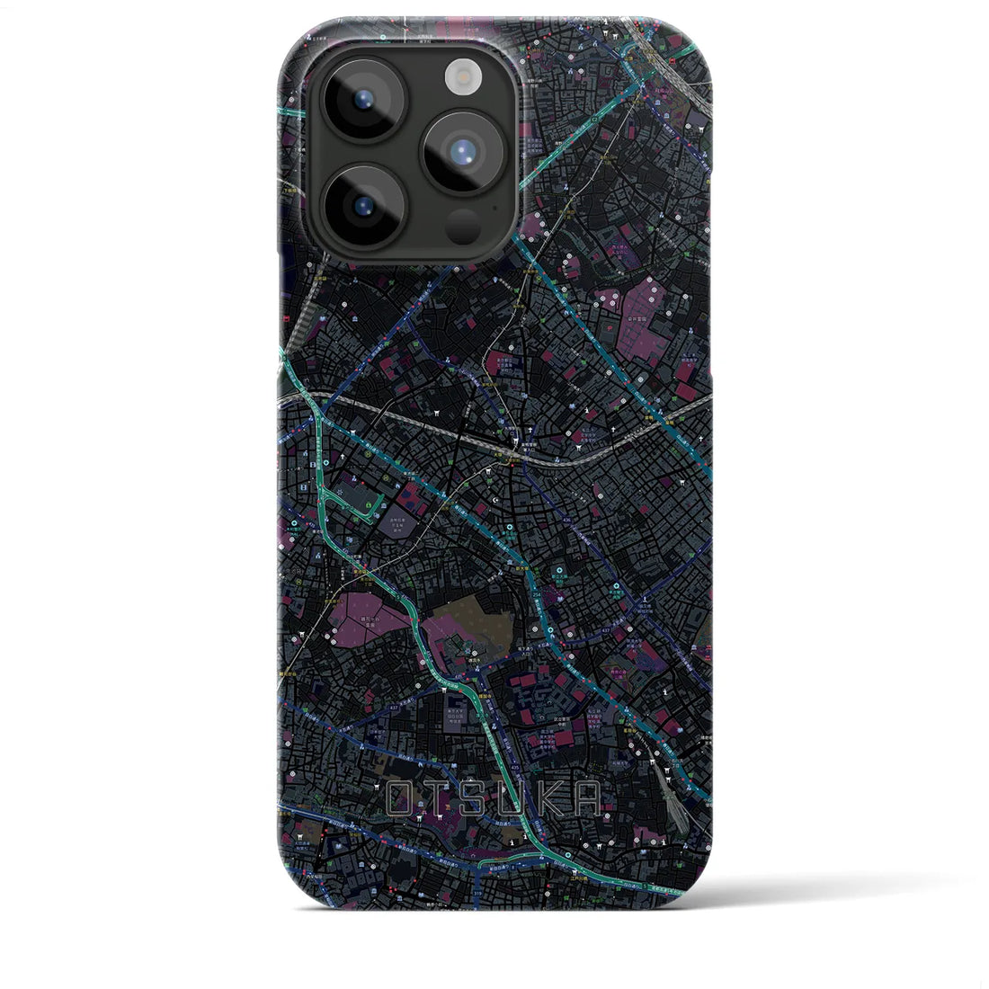 【大塚】地図柄iPhoneケース（バックカバータイプ・ブラック）iPhone 15 Pro Max 用