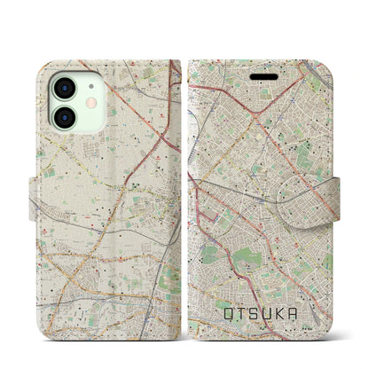 【大塚（東京都）】地図柄iPhoneケース（手帳タイプ）ナチュラル・iPhone 12 mini 用