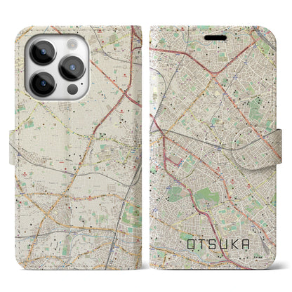 【大塚（東京都）】地図柄iPhoneケース（手帳タイプ）ナチュラル・iPhone 14 Pro 用