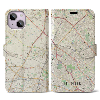 【大塚（東京都）】地図柄iPhoneケース（手帳タイプ）ナチュラル・iPhone 14 用