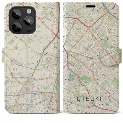【大塚（東京都）】地図柄iPhoneケース（手帳タイプ）ナチュラル・iPhone 15 Pro Max 用