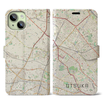 【大塚（東京都）】地図柄iPhoneケース（手帳タイプ）ナチュラル・iPhone 15 用
