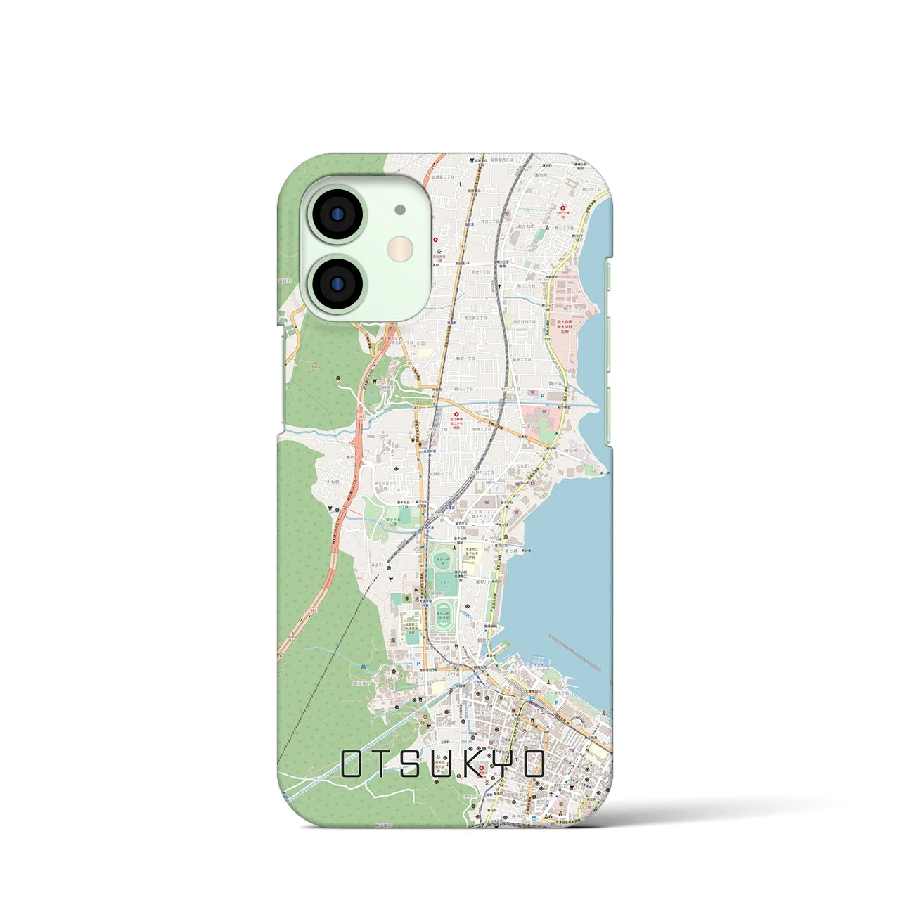 【大津京】地図柄iPhoneケース（バックカバータイプ・ナチュラル）iPhone 12 mini 用