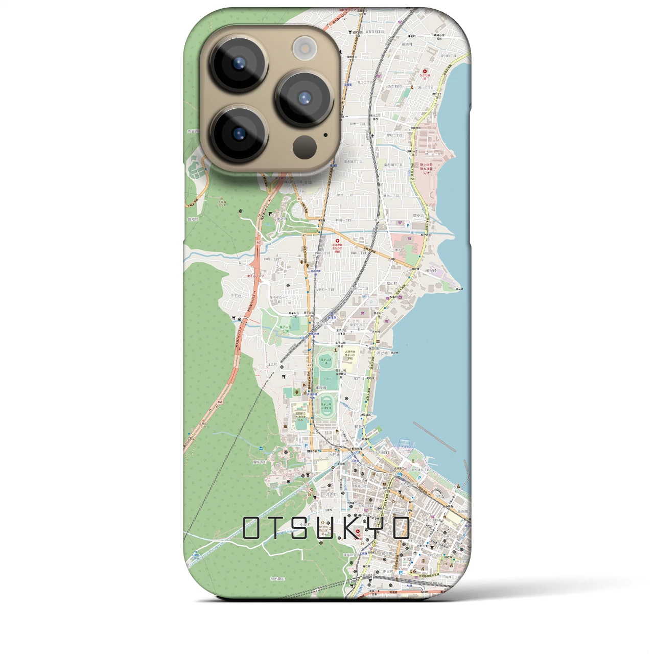 【大津京】地図柄iPhoneケース（バックカバータイプ・ナチュラル）iPhone 14 Pro Max 用