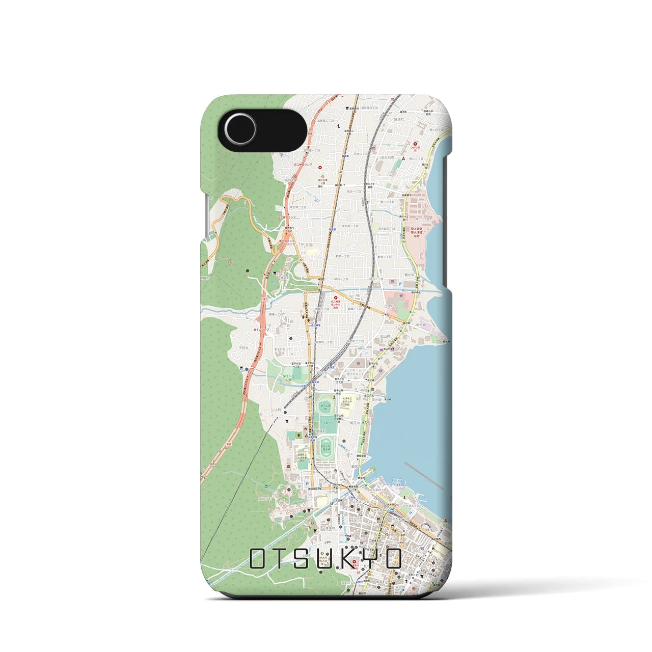 【大津京】地図柄iPhoneケース（バックカバータイプ・ナチュラル）iPhone SE（第3 / 第2世代） / 8 / 7 / 6s / 6 用