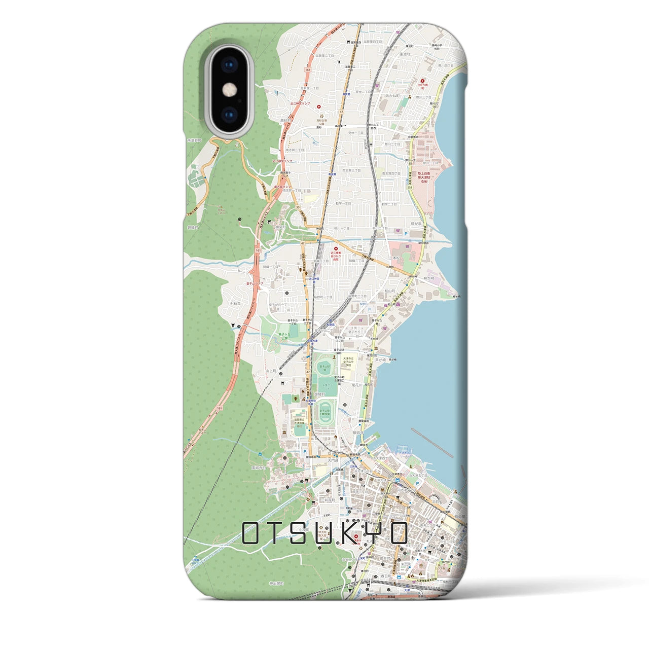【大津京】地図柄iPhoneケース（バックカバータイプ・ナチュラル）iPhone XS Max 用