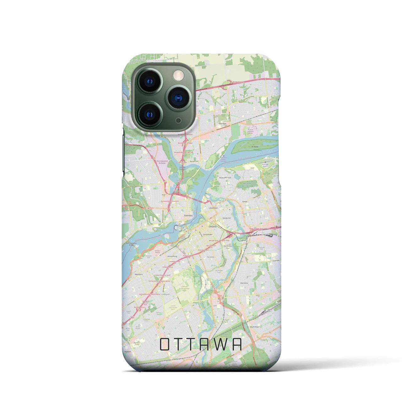 【オタワ】地図柄iPhoneケース（バックカバータイプ・ナチュラル）iPhone 11 Pro 用