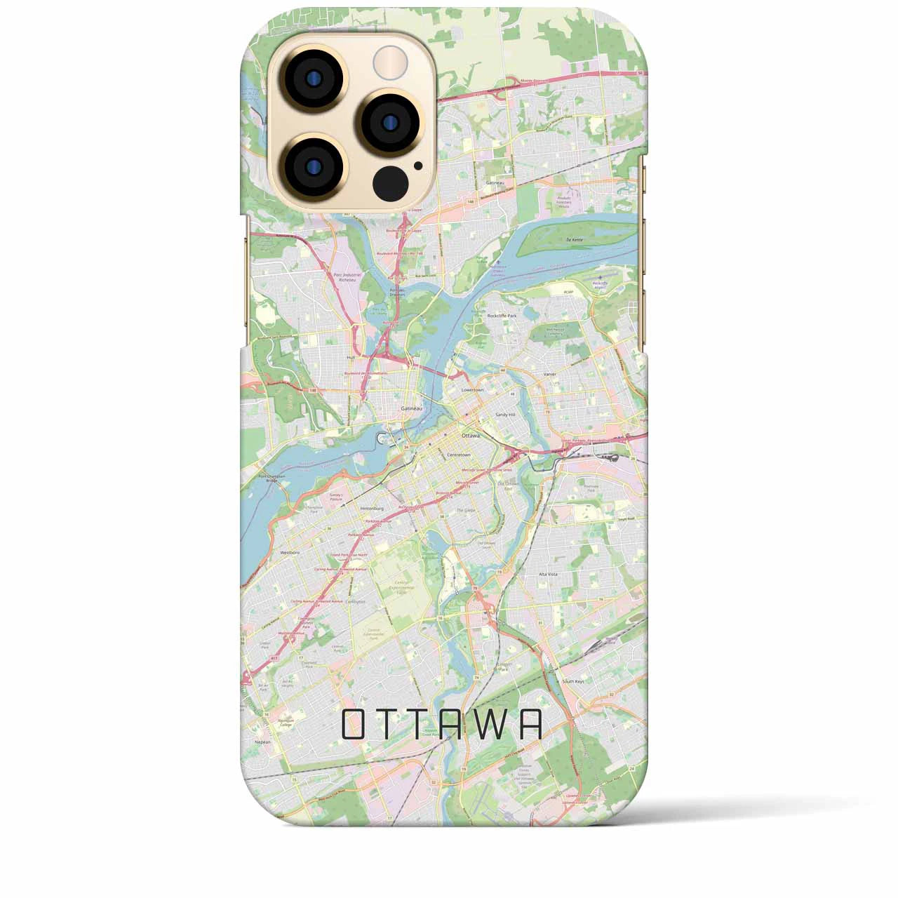 【オタワ】地図柄iPhoneケース（バックカバータイプ・ナチュラル）iPhone 12 Pro Max 用