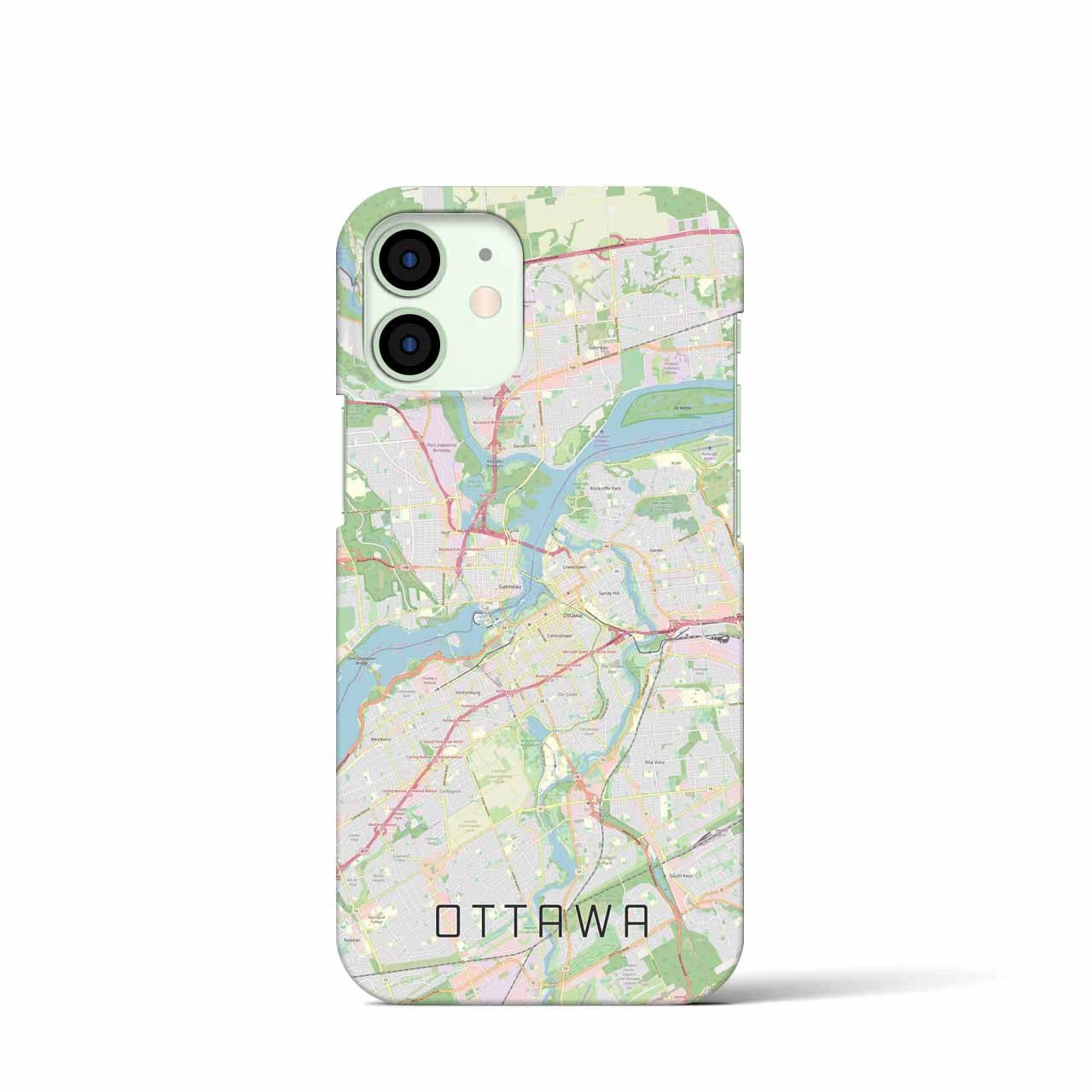 【オタワ】地図柄iPhoneケース（バックカバータイプ・ナチュラル）iPhone 12 mini 用