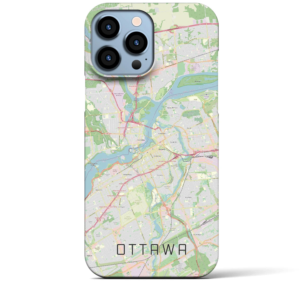 【オタワ】地図柄iPhoneケース（バックカバータイプ・ナチュラル）iPhone 13 Pro Max 用