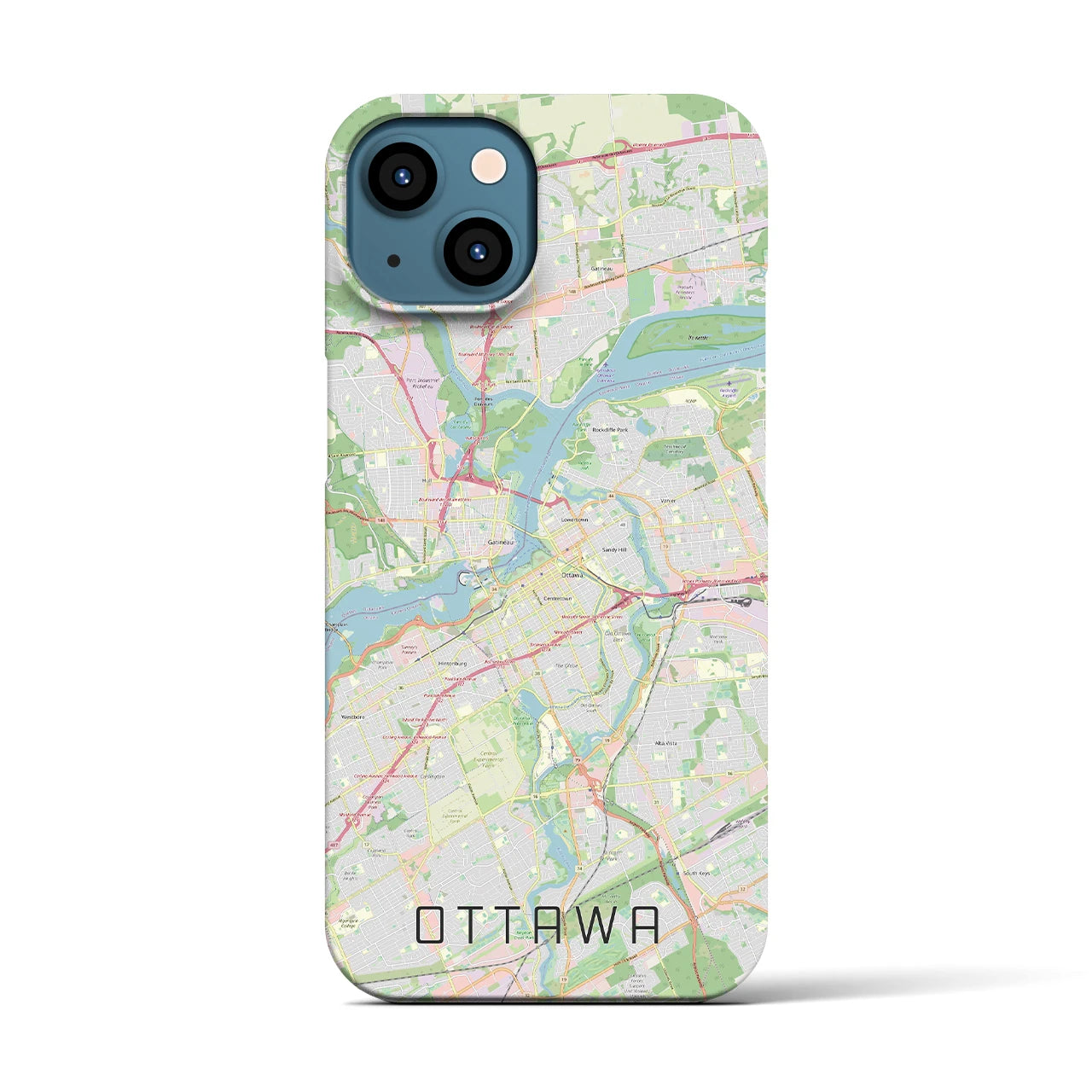 【オタワ】地図柄iPhoneケース（バックカバータイプ・ナチュラル）iPhone 13 用