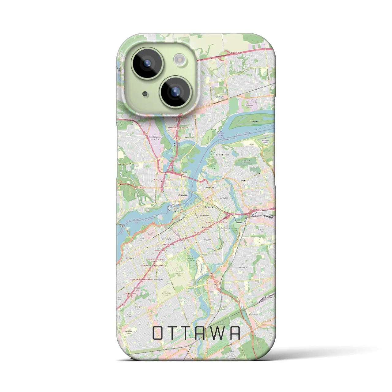 【オタワ】地図柄iPhoneケース（バックカバータイプ・ナチュラル）iPhone 15 用